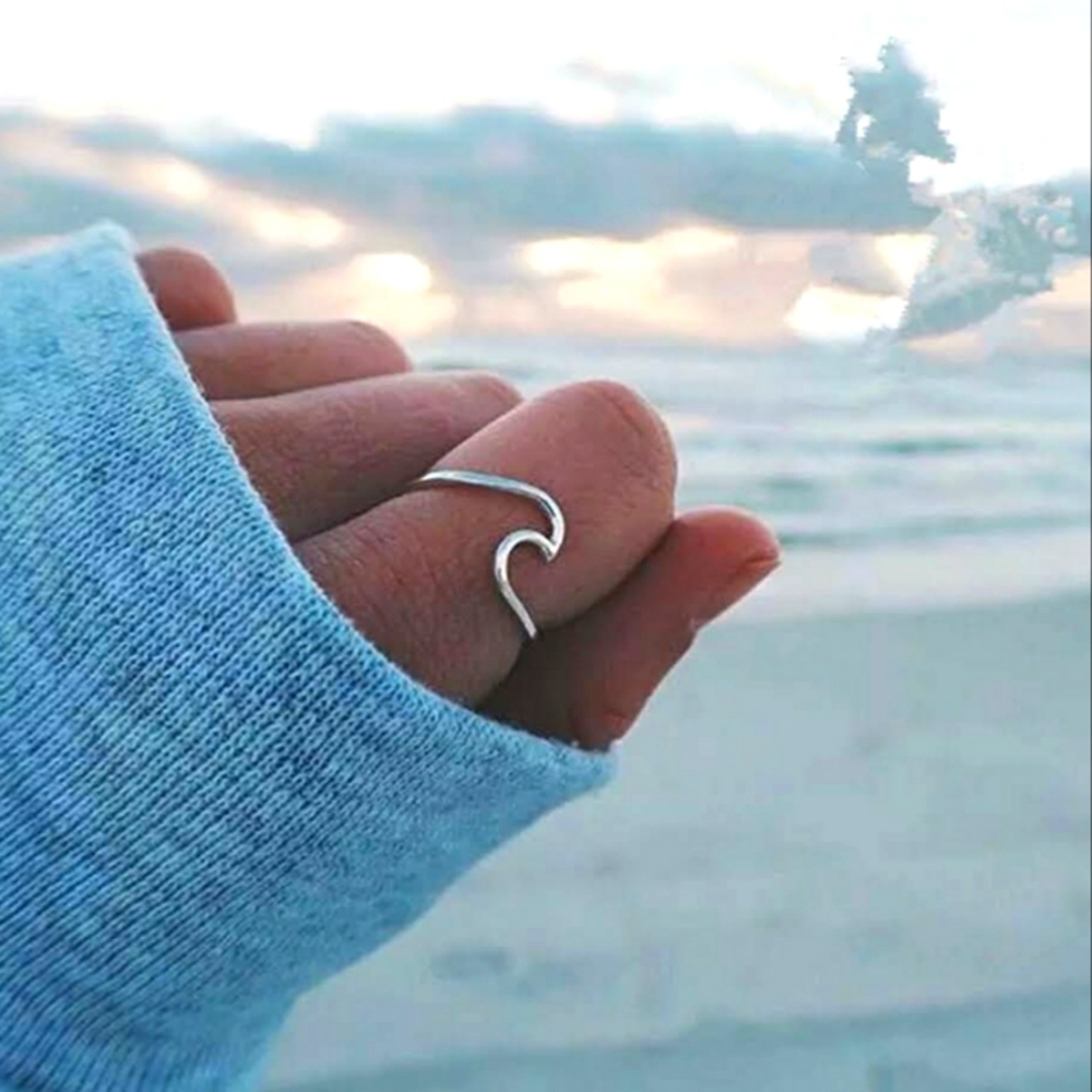 GENUINE STAMPED S925 STERLING SILVER WAVE RINGS - 2 COLORS